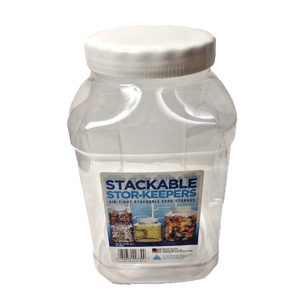 Clear Stackable Storage Jar Container 128oz Food Cookie Snack No BPA USA Made